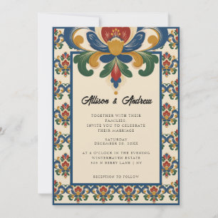 Convite Rosemaling Norueguês   Casamento