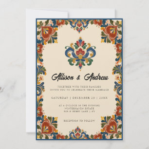 Convite Rosemaling Norueguês Casamento