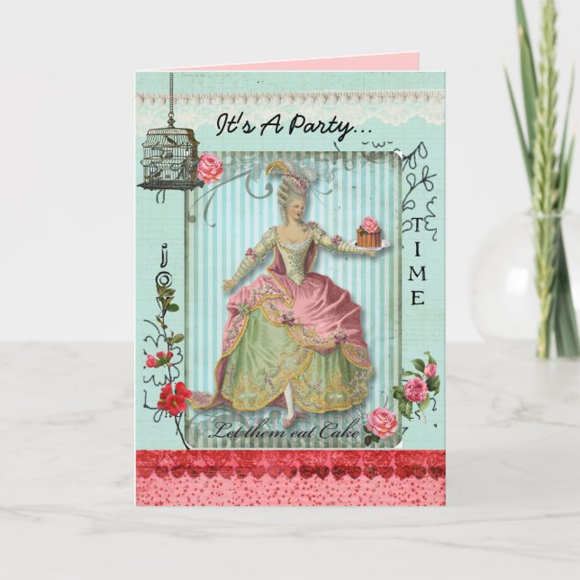 Convite Roses and Cake Invitation Card (Frente)