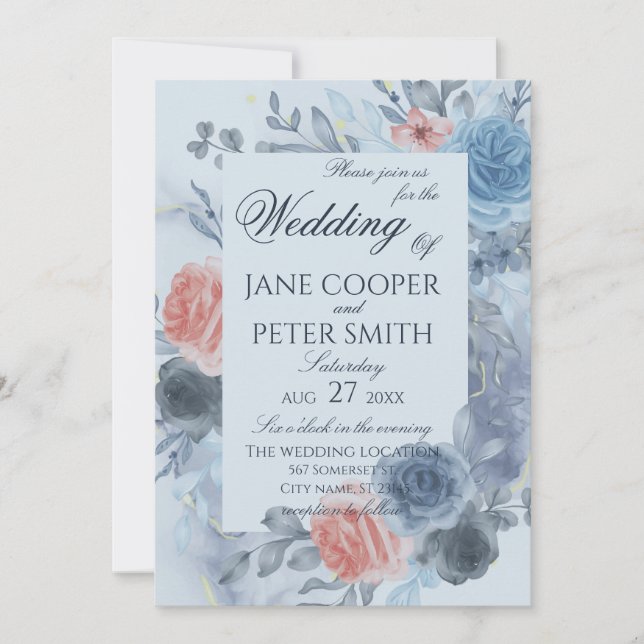 Convite Roses floral arrangement Wedding Invitation (Frente)