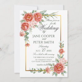 Convite Roses floral Wedding Invitation