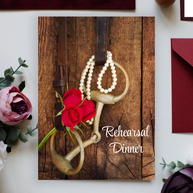 Convite Roses Horse Bit Western Wedding Rehearsal Dinner (Criador carregado)