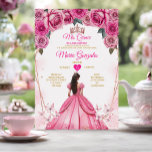 Convite Roses Rosa Floral Mis Quince 15 Anos Quinceañera<br><div class="desc">Quinceañera Pink Roses Floral Rosa Dourada Crown Invitation Mis Quince 15 Anos,  16º Aniversário, </div>