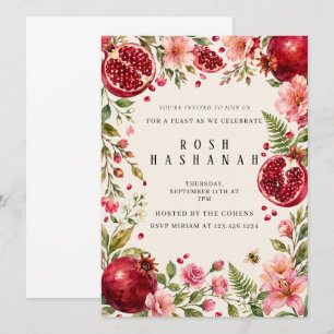 Convite Rosh Hashanah Aquarela Romãs