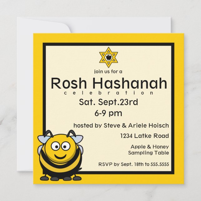 Convite Rosh Hashanah Bee Star de David (Frente)