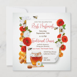 Convite Rosh Hashanah Honey e Red Poppies