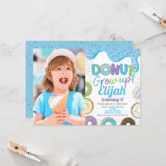 Convite Rosquinha Azul Cresce Festa de aniversário Criança