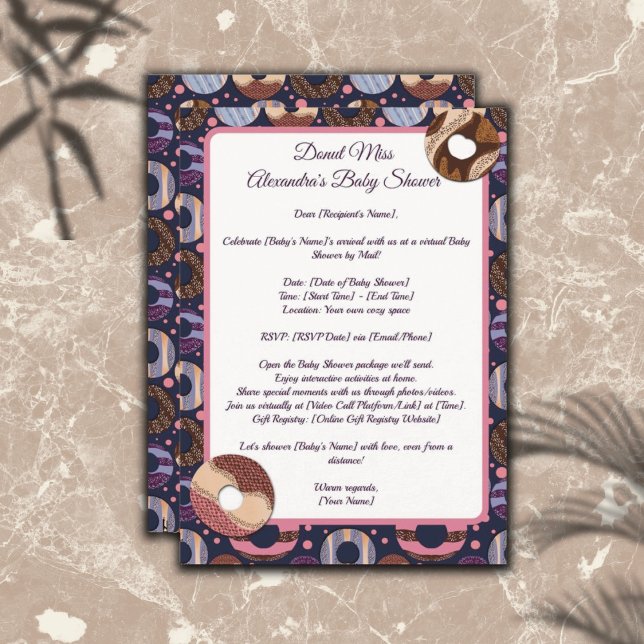 Convite Rosquinha Baby Girl Purple Chá por e-mail (Criador carregado)