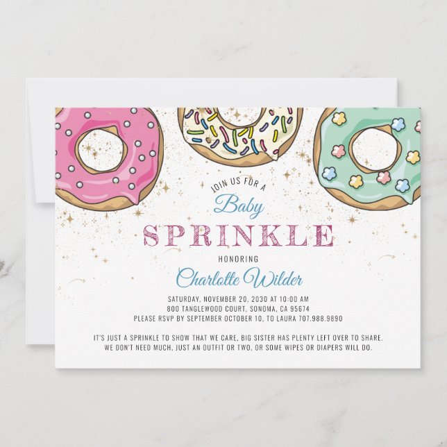 Convite Rosquinha Baby Sprinkle | Sexo neutro (Frente)