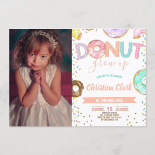 Convite Rosquinha Cresce primeiro aniversario de Menina co