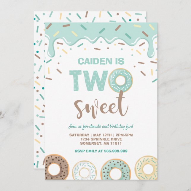 Convite Rosquinha Dois Bons Aniversários Convidam Rosquinh (Frente/Verso)