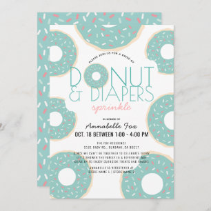 Convite Rosquinha e Fralda Sprinkle Mint Drive-by Chá de f