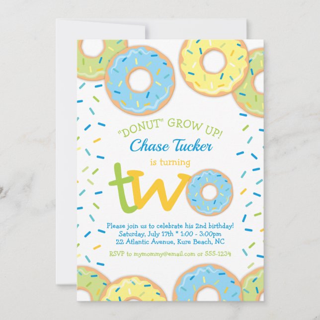 Convite Rosquinha Invitation Boy sprinkles (Frente)