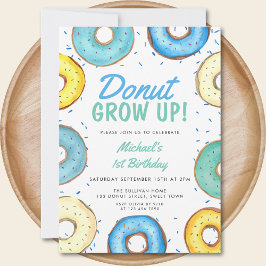 Convite Rosquinha primeiro aniversario azul cresce