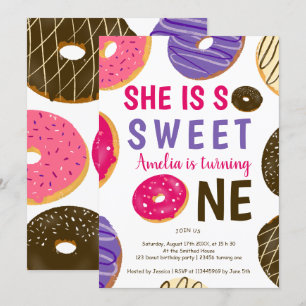 Convite Rosquinha que gira um primeiro aniversario bonito