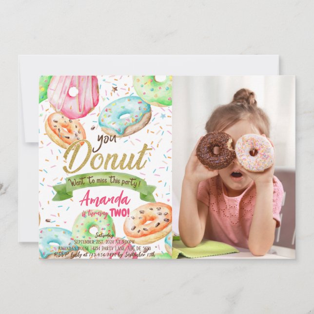 Convite Rosquinha Quer Perder A Foto De Aniversário De Dou (Frente)