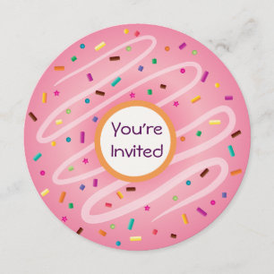 Convite Rosquinha Rosa com Sprinkles Aniversário