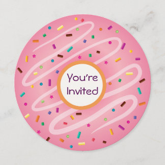 Convite Rosquinha Rosa com Sprinkles Aniversário