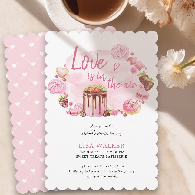 Convite Rosquinha Rosa e Doce Tratam Bridal Brunch (Love is in the Air Bridal Brunch Invitation - order printed or as printable instant download)