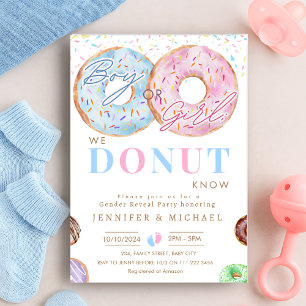 Convite Rosquinha Sabe Sexo Revelar Menina Azul Festa Rosa