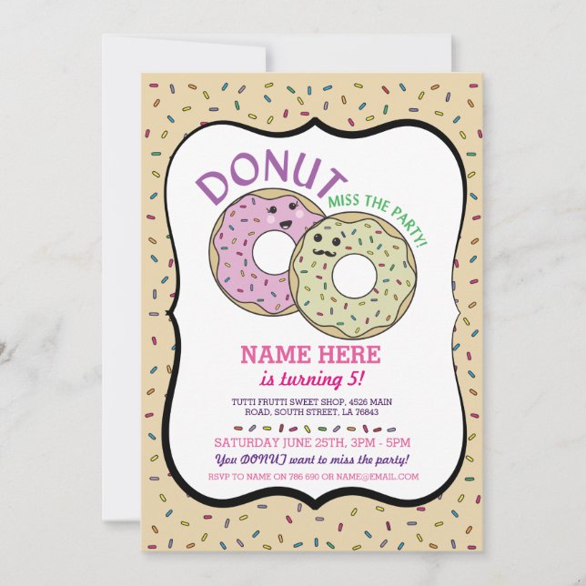 Convite Rosquinha Senhorita A Festa Aniversário Convide Ro (Frente)