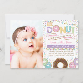Convite Rosquinha Sprinkles Birthday Doughnut Party Invite