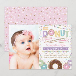 Convite Rosquinha Sprinkles Birthday Doughnut Party Invite