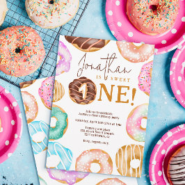 Convite rosquinhas bonitinhas de aquarelas Sweet One prime