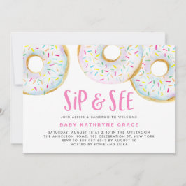 Convite Rosquinhas brancas de aquarela borrifam e veem