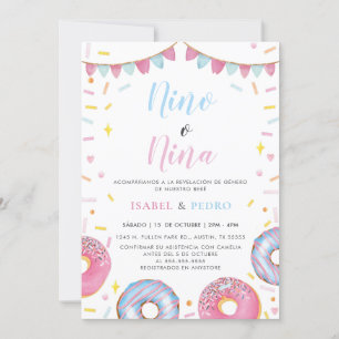 Convite Rosquinhas de Aquarela e Confetti Espanhol Revelaç