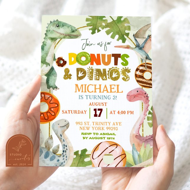 Convite Rosquinhas do Dinossaur Boy e Festa de aniversário (Criador carregado)