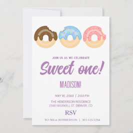 Convite Rosquinhas doces, cores arco-íris, doce primeiro a