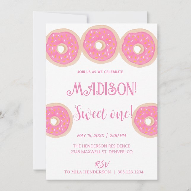 Convite Rosquinhas doces, cores arco-íris, doce primeiro a (Frente)