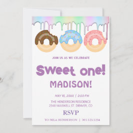 Convite Rosquinhas doces, cores arco-íris, doce primeiro a