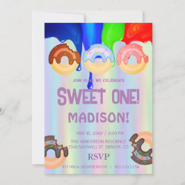 Convite Rosquinhas doces, cores arco-íris, doce primeiro a