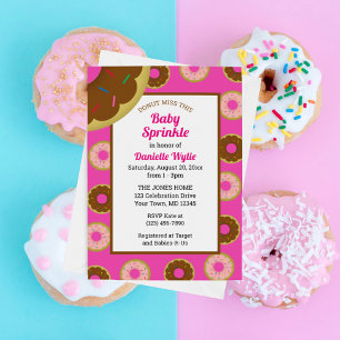 Convite Rosquinhas Prontas Pink Retro Baby Sprinkle