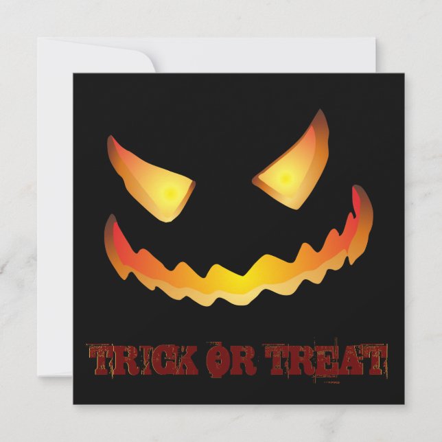 Convite Rosto de Abóbora 2 para o Halloween (Frente)