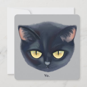 Convite Rosto de Gato Preto Fofo