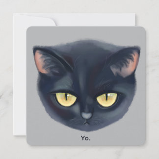 Convite Rosto de Gato Preto Fofo