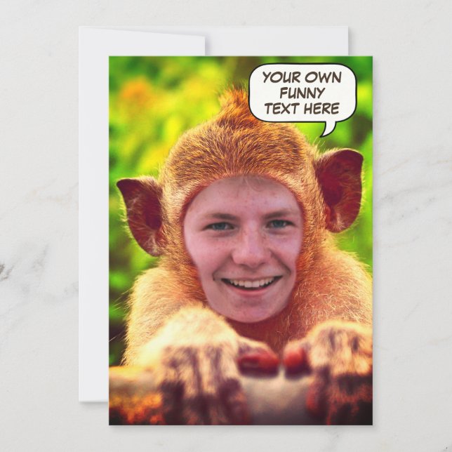 Convite Rosto personalizado engraçado no macaco (Frente)
