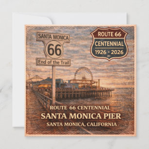 Convite Rota 66 da Santa Monica Pier Cumprimentos Costeiro