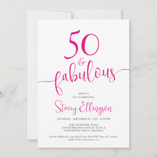 Convite Rota e Fabuloso Script Rosa Aniversário de 50 anos