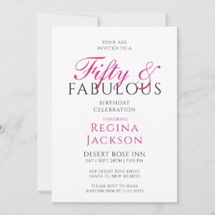 Convite Rota e Fabuloso Script Rosa Aniversário de 50 anos