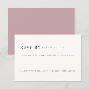 Convite ROTA   Placa RSVP de Casamento Mauve-Rosa-Blush Du