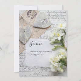 Convite Roteiro antigo com corações e flores