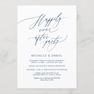 Convite Roteiro Azul Naval Romântico, Casamento às Pressas