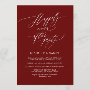 Convite Roteiro Burgundy Romântico, Casamento Fuga
