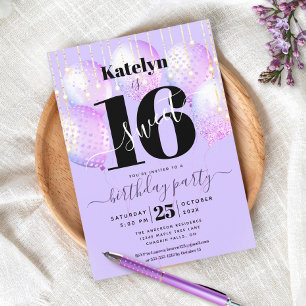 Convite Roteiro de Balão Glam Girly Aniversário de 16 Anos