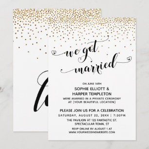 Convite Roteiro de Casamento, Confetes Dourados, Recepção