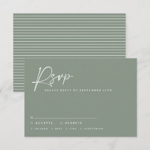 Convite Roteiro de casamento em verde sabio moderno respos